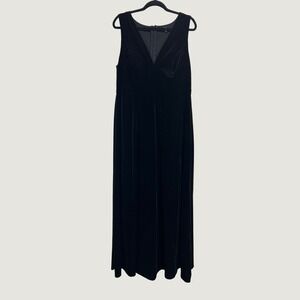 Lulus Maxi Dress Womens 2X Plus Black Velvet Sleeveless V-Neck Formal Gown